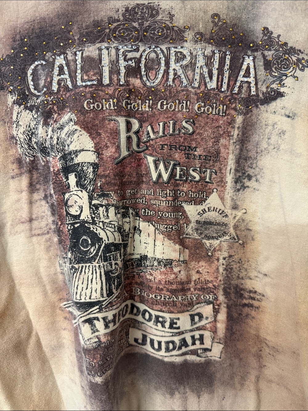 Cactus Brown and Tan California Graphic Long Sleeve Shirt Y2K - Picture 3 of 4